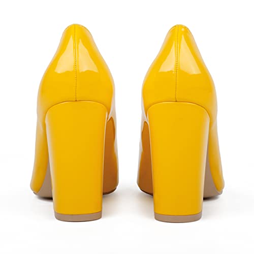 Image of JOY IN LOVE Chunky Heels for Women Pointed Toe Pumps | 3.5 inch High Block Heels, Work Pumps, Party Dress Shoes