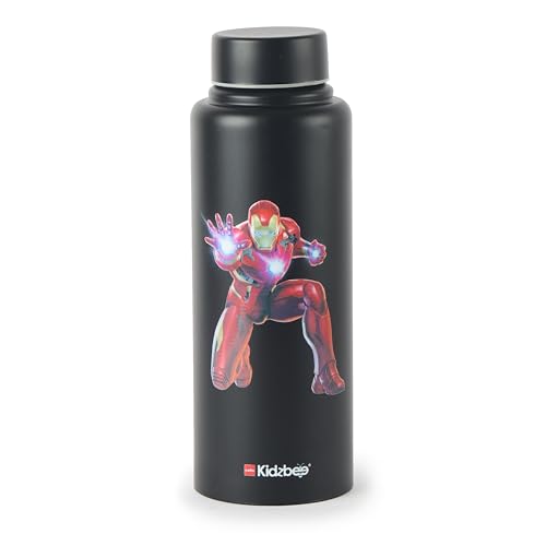 Image of CELLO Kidzbee Vortex Single Wall Steel Water Bottle For Kids 700 ml | 3D Touch & Feel Iron Man Design Fridge Safe Spill Proof & Leak Proof Stainless Steel Water Bottle For School Kids, Travel & Picnic