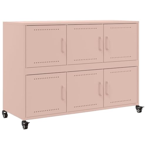 vidaXL Aparador de Acero Rosa 100,5x39x72 cm, Armario, Armario de Almacenamiento, aparador de Sala de Estar, Armario aparador