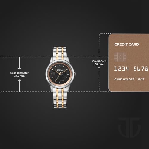 Image of Titan Bandhan Eternal Pair Analog with Date and Black Dial Dual Tone Stainless Steel Strap Watch for Couples - 19672967KM01
