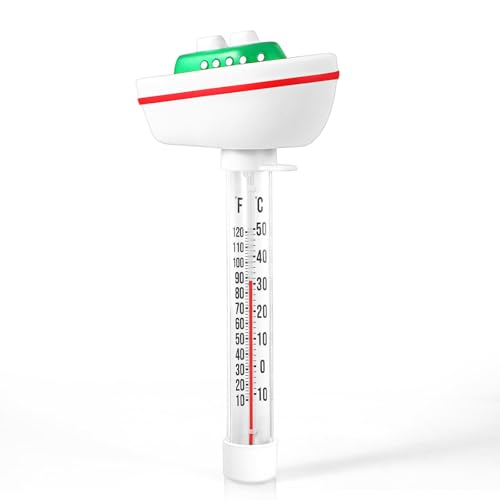 Image of Floating Pool Thermometer, Water Temperature Thermometer with String, Large Size Easy Read & Shatter Resistant Pool Accessories for Outdoor & Indoor Swimming Pool, Ice Bath and Hot Tub,Spas (Ship)