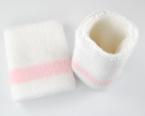 Basket,Tennis,Yoga All Sports Wrist Bands "White/Pink" 1 pairs
