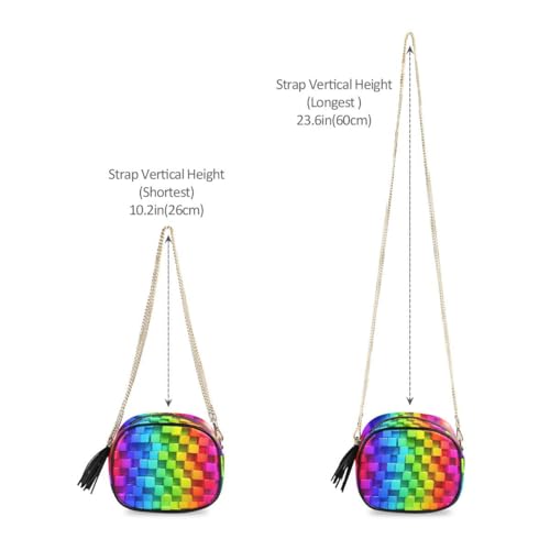 Image of ALAZA Women's Rainbow of Colorful Boxes Cross Body Bag Chain Shoulder Handbag Purse with Tassel