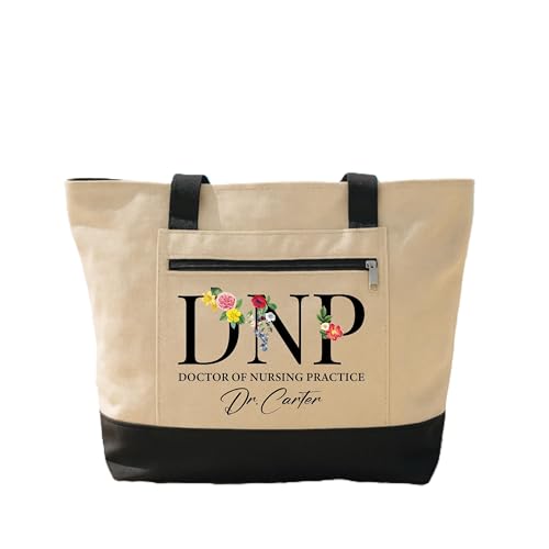 Bolso tote Voila Print con cremallera, personalizado para enfermeras y médicos, regalo para doctorado en práctica de enfermería, graduación en enfermería, bolso para el trabajo miniatura 1