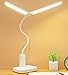 HT YUNJLI Lampada da Scrivania LED Doppia Testa Lampada da Tavolo Collo D'Oca Regolabile Cura degli Occhi Luce Diurna 3 Temperature di Colore Luce da Lettura Bianca Ideale per Camere Casa Dormitori