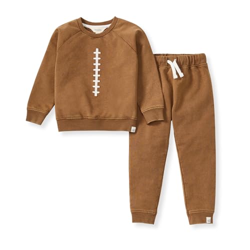 Image of Burt's Bees Baby Boys Shirt and Pant Set, Long Sleeve Top & Bottom Outfit Bundle, 100% Organic Cotton