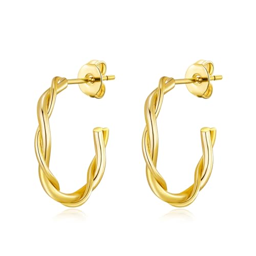Philip Jones 18k Gold Plated 20mm Twisted Hoop Earrings