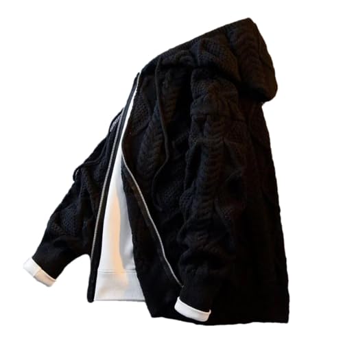 Men’S Thick Knitted Cardigan Turtleneck Long Sleeve Full Zip Classic Streetwear Sweater with Pockets