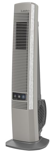 Lasko Outdoor Living Oscillating Tower Fan, for Decks, Patios and Porches, 10 Foot Power Cord, 4 Refreshing Speeds, 42', Beige, YF202
