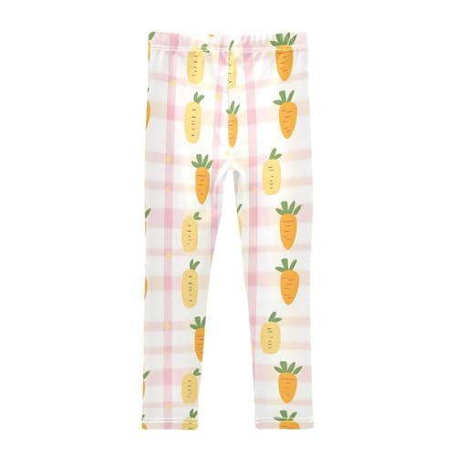 Carrot Checkered Print Girls Leggings Ultra Soft Compression Yoga Gym Pants for Kids 4-10T2