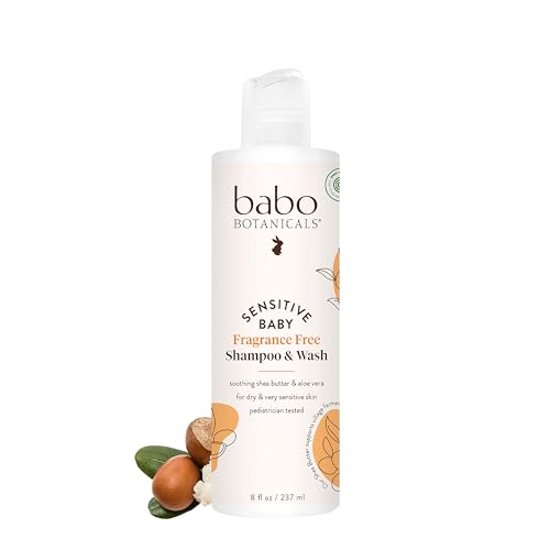 Image of Babo Botanicals Sensitive Baby Fragrance-Free 2-in-1 Shampoo & Wash - Shea Butter, Calendula & Aloe Vera - EWG Verified - Cruelty-Free - Vegan - Pediatrician Tested - For Babies & Kids