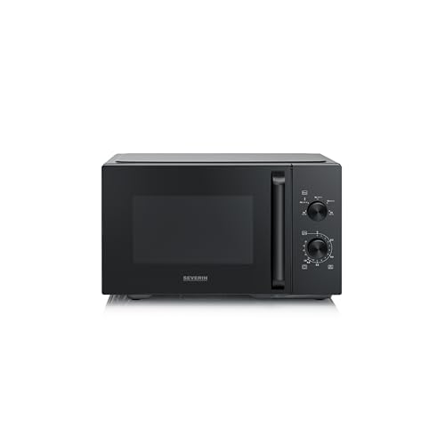 Severin Microondas, para descongelar y calentar, interior XXL, 28 l, horno microondas con plato giratorio de cristal extraíble, 5 niveles, temporizador de 35 minutos, 900 W, negro/metal, MW 7796