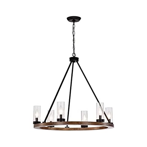 Jojospring Natural Wood and Antique Black Metal Bubble Glass Chandelier LJ-6311-PRL Cover