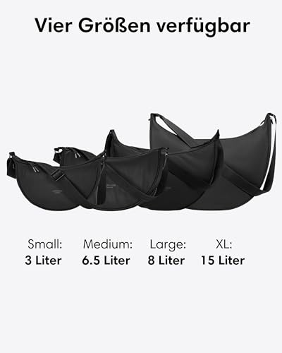 LARKSON Crossbody Bag Damen & Herren Grau - Solveig Small - Umhängetasche im Halbmond Style - Halbrunde Schultertasche - Moon Bag Design - Wasserabweisend