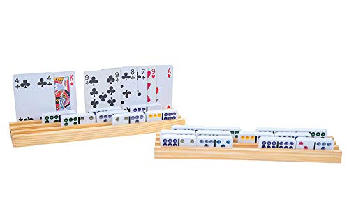 Engelhart - x4 juego de dominó de madera y porta cartas miniatura 1