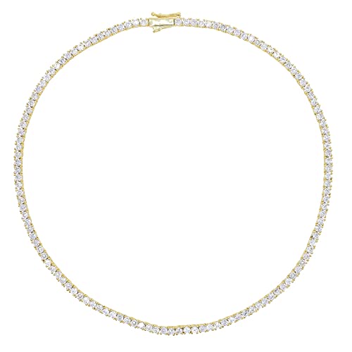 18K Gold Unisex Tennis Choker Necklace with 3mm Moissanite Chain，Iced Out Jewelry for Men and Women, Fashion Gift2