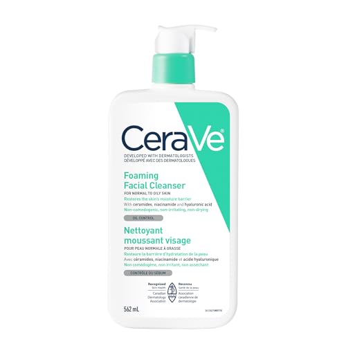 CeraVe Foaming Face Wash, Gel Face Cleanser for Normal to Oily Skin, Removes Excess Oil & Dirt, with Hyaluronic Acid, Niacinamide & Ceramides, Fragrance-Free, Recommended by Dermatologists, 562mL view 2