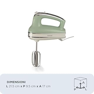 Ariete 1548 Sbattitore Vintage, 450W, 5 velocità, Funzione turbo, 2 fruste, Verde