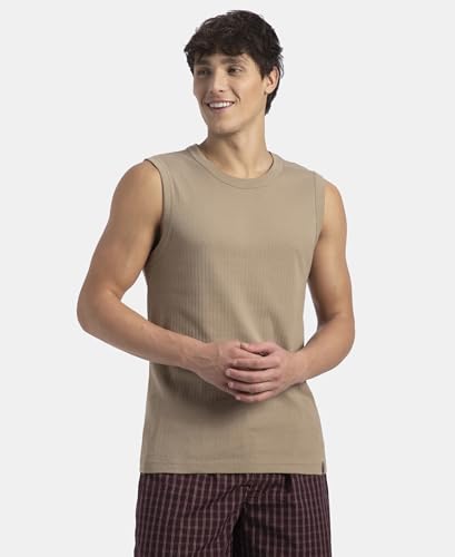 Image of Jockey 9930 Men Super Combed Cotton Rib Solid Round Neck Muscle Vest Regular Fit