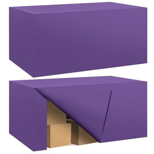Ascoza 2 Pack Fitted Tablecloth for 6 Foot Rectangle 72 x 30 Inch Purple Table Covers Water Resistant Polyester Cloth for Folding, Parties,Display, Trade Show (Purple)
