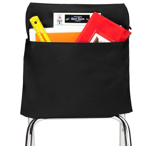 Image of Seat Sack Student Chair Storage Pocket - 17 inch, Single Pocket, Classroom Chair Organizer for Student Desks, Durable Over-the-Chair Storage, Black, 1-Pack