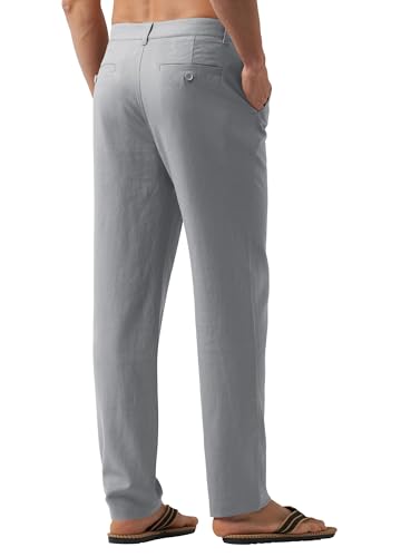 Image of Willit Men's Linen Pants Casual Lightweight Drawstring 29 inch 30 inch 32 inch