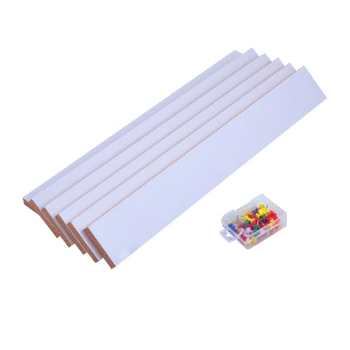 SUPVOX Tiras de Corcho Natural sin Marco 5 X 38 Cm para Tablón de Anuncios, 6 Unidades 50 Chinchetas, Adecuado para Oficina, Hogar y Aula, Tablero de Notas Antideslizante y Resistente