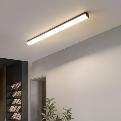 Plafonnier LED longue bande au design géométrique noir pour chambre