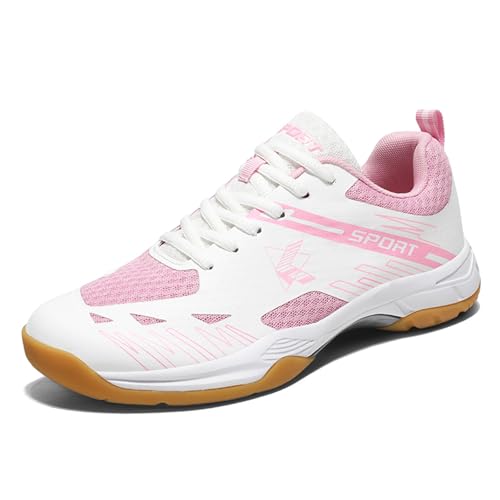 ZHENSI Scarpe da Pickleball, Scarpe da Tennis da Campo Badminton Squash Pallavolo Scarpe da Ginnastica per Uomo E Donna,Rosa,41 EU
