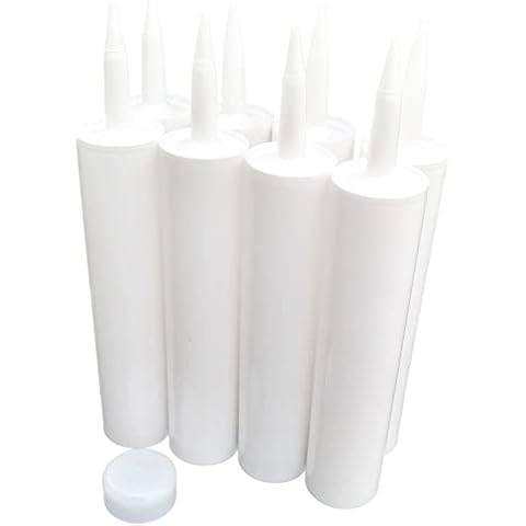 Empty Fillable Plastic Caulk Tube 300 ml. Also Know as 10 oz. 11 oz. Standard Size and Pint Size Caulk Tube (8) Cover