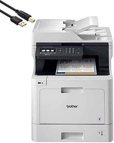 Brother MFC-L8610CD All-in-One Color Wireless Laser Printer for Home Office - Print Copy Scan Fax - 33 ppm, 600 x 2400 dpi, 8.5 x 14, Automatic Duplex Printing, 50-Sheet ADF - BROAG Printer Cable