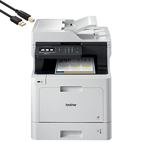 Brother Mfc-L8610Cd All-In-One Color Wireless Laser Printer For Home Office - Print Copy Scan Fax - 33 Ppm, 600 X 2400 Dpi, 8.5 X 14, Automatic Duplex Printing, 50-Sheet Adf - Broag Printer Cable #TOP3
