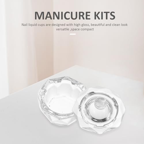 2 piezas de tazas de cristal para arte de uñas con tapa miniatura 6