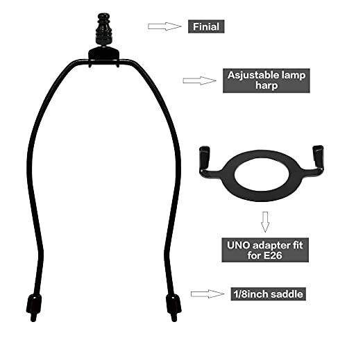 Gigivosha Lamp Shade Harps Holder Adjustable Kit - 8 9 10 Inch With E26 Uno Light Base Set Lampshades Parts For Table And Floor Lamps Finials Bracket Light Fitting - 2 Pack (Black, 8 Inch) #TOP2