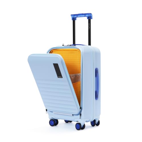 Image of MOKOBARA Aisle Cabin Pro Luggage Trolley Bag-57cm(41L),Polycarbonate Hardshell,Frosted Hardware,Dedicated Tech Compartment for 15.6 inch Laptop,YKK Zippers,TSA Lock, Silent Wheels (Shy Blue)