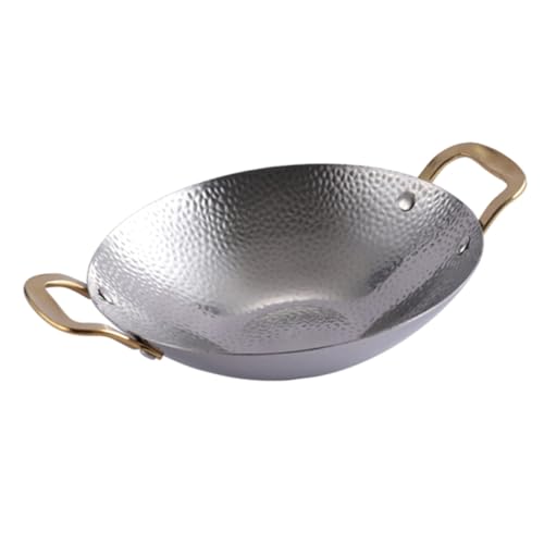 POPETPOP Olla de Acero Inoxidable con Doble Asa Sartén Resistente Altas Temperaturas para Cocinar Mariscos y Hot Pot para Uso Doméstico y Restaurantes Ligera y Práctica para Inducción y