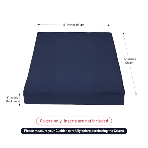 Covers & All Square Outdoor Cushion Covers for Patio Furniture Sets, Water, Tear & UV Resistant Polyester Cushion Slipcover with Zippers (Pack of 2) (16