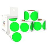 PARLAIM 2 Inch Round Adhesive Color-Code Dot Stickers,4Rolls/2000 per Rolls dots Label Dispenser Box, Circle Stickers Label Inch Coding Labels (Fluorescent Green)
