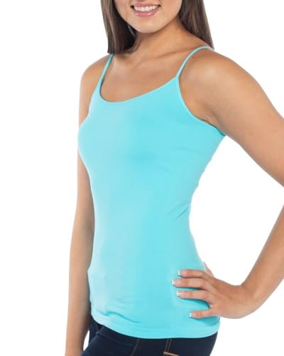 Image of Malibu Sugar Womens Camisole Tank Tops - Seamless Fitted Spaghetti Strap Cami Stretch Basic Womens Camisole for Layering XS-M