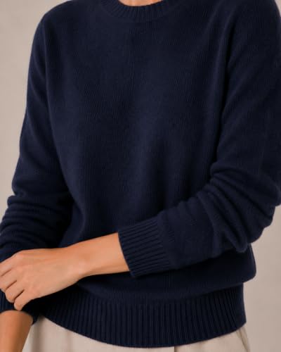 Image of State Cashmere Women's Essential Crewneck Sweater 100% Pure Cashmere Classic Long Sleeve Pullover
