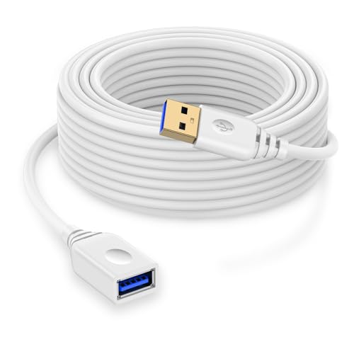 Niniber 10FT USB to USB Extension Cord White Type A to Type A Extender Cable to USBA Extensions Power Cord A Type Male to Female Cable Fast Data Transfer Wire for HP Printer Webcam Flash Drive Hard