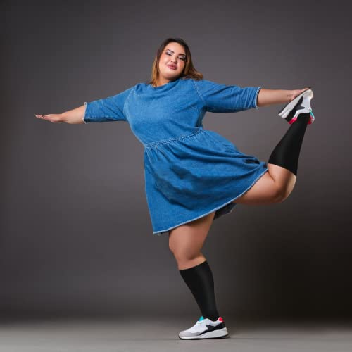 Image of 3 Pairs Plus Size Compression Socks for Women and Men Wide Calf 20-30mmhg Extra Large Knee High Support for Circulation