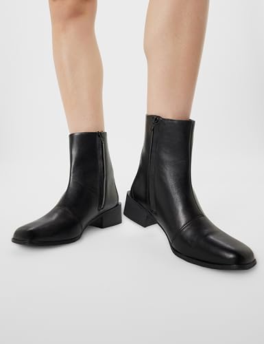 Image of ELLE Women Low Block Heel Mid-Calf Ankle Boots with side Zipper