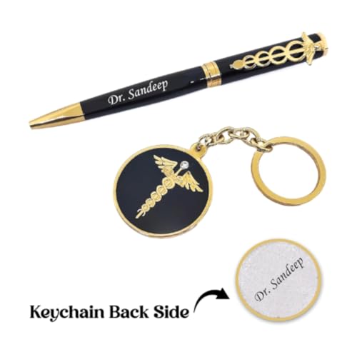 Image of ncgifts Personalized Doctor Metal Pen & Keychain With Name Engraved Customized Gift Combo For For Doctors, Surgeons, Medico, Dr. & Medical Students.Ideal Gift For Doctors
