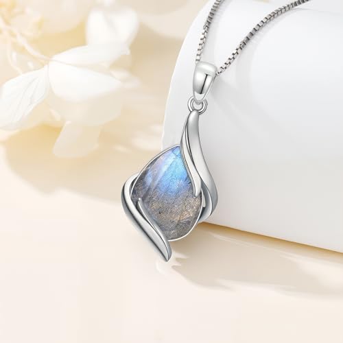 Teardrop Necklace for Women 925 Sterling Silver Gemstone Pendant Necklace Fine Jewelry Birthday Christmas Gifts for Women Her4