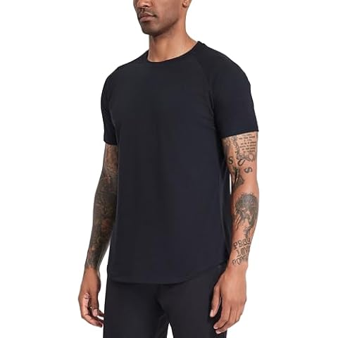 InleaderAesthetics Men's Workout Shirts Short Sleeve Gym Athletic Running Crew Neck T Shirt - BK-L Black Cover