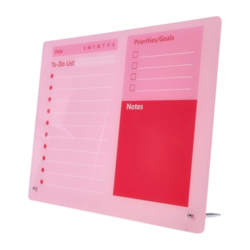 Pizarra de mesa acrílica rosa GLOBLELAND planificador de tareas diario y organizador de notas escritas