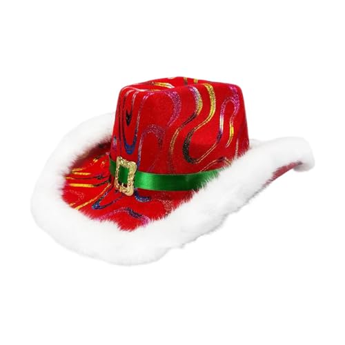 Harilla Sombrero Vaquero Navidad Adulto Decoración con Ancha Accesorio Disfraz Occidental Gorro Divertido Festival Cómodo para Hombres y Mujeres Adecuado, Rayas de Colores