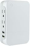 GE Pro 2-Outlet Extender with 2 USB Ports, Surge Protector, Side Access, Wall Tap Adapter, 3-Prong, 860 Joules, 2.4 AMP/12 Watt Ultra-Charge, Warranty, UL Listed, White, 31711