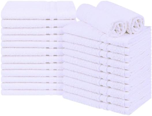 Cinara Bed & Bath Premium 100% Cotton Hand Towels – Soft, Quick Dry & Highly Absorbent – 16x27 Inches, Pack of 24 – Ideal for Bathroom, Salon, Gym, Spa & Everyday Use – White